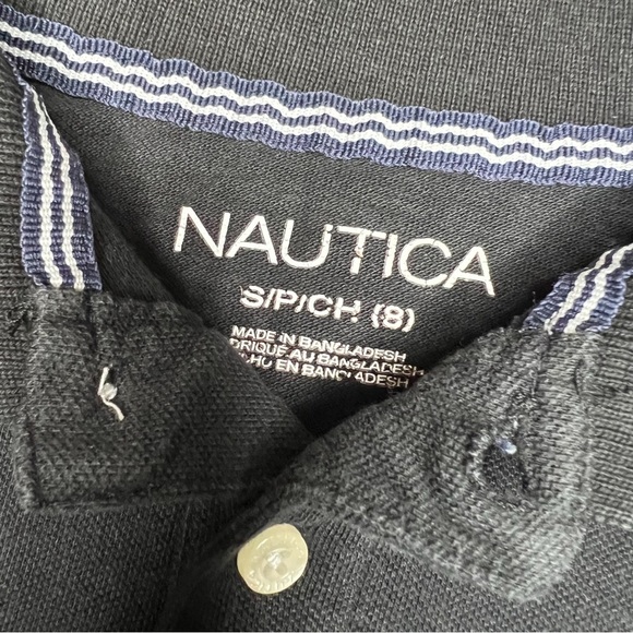 Nautica Boys Classic Black and White Polo Shirts, Size S (8) - Picture 7 of 8